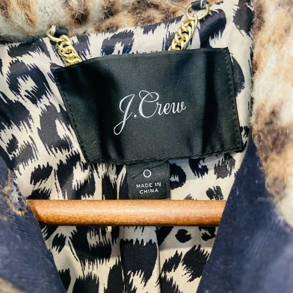 J. Crew Snow Leopard Print Top Peacoat - Picture 5 of 12